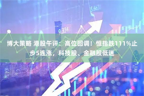 博大策略 港股午评：高位回调！恒指跌111%止步5连涨，科技股、金融股低迷