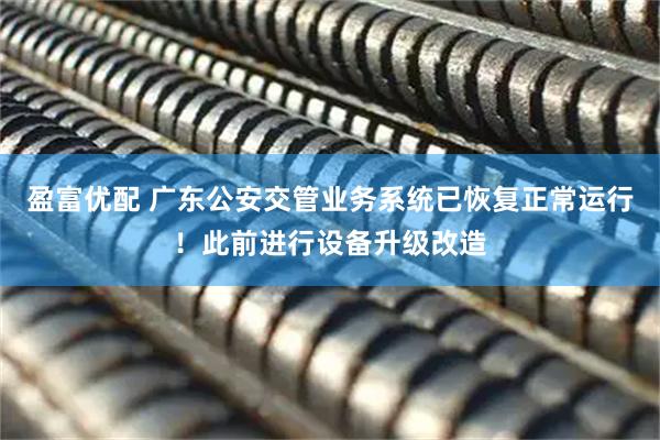 盈富优配 广东公安交管业务系统已恢复正常运行！此前进行设备升级改造
